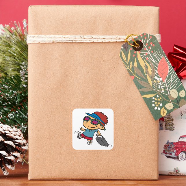 Kid Traveling Square Sticker (Creator Uploaded)