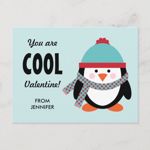 Kid Valentines Day Card _ Cool Penguin