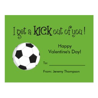 Kid Valentine's Day Card - Soccer Love Postcard