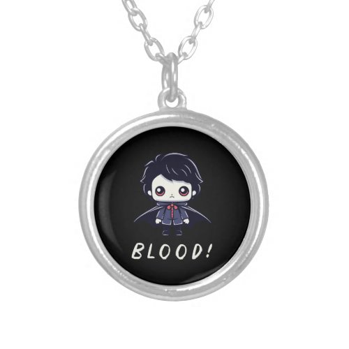 Kid Vampire Silver Plated Necklace