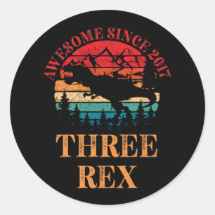Kid Vintage 3rd Birthday Three Rex Third Dinosaur Classic Round Sticker