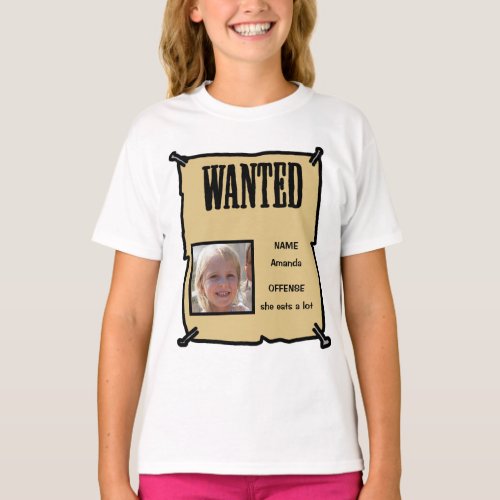 Kid wanted cute cartoon sign and offense T_Shirt