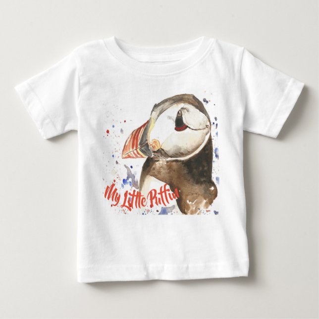 kid white my little puffin t-shirt (Front)