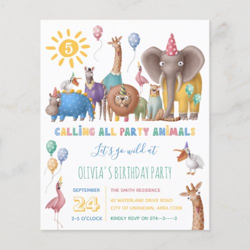 Kid Wild Party Animal Safari Birthday Invitation