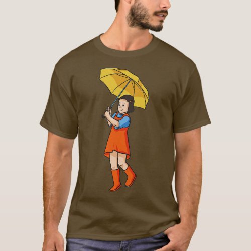 Kid With Umbrella Rain Kids T_Shirt
