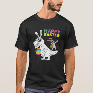 Kidasaurus Happy Easter T Rex Dino Dabbing Rabbit T-Shirt