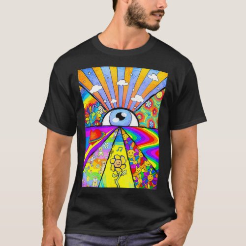 Kidcore Aesthetic Eyes Flower Rainbows Retro 80s 9 T_Shirt