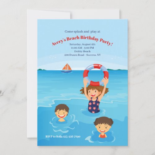 Kiddie Beach Birthday Party Invitation