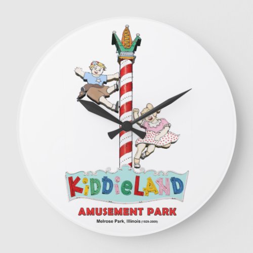 Kiddieland Melrose Park IL Pole Sign Large Clock