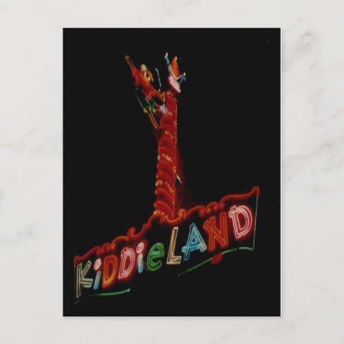 Kiddieland Melrose Pk Vintage Neon Sign Post Card