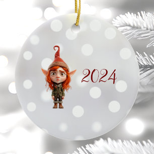 Kidding Me Teen Christmas Elf Ceramic Ornament