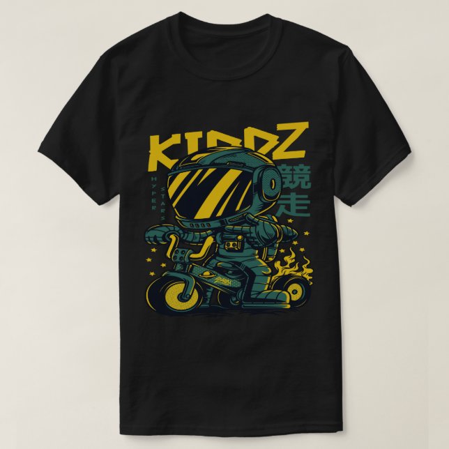 KIDDZ Space Biker Graphic Tee – Retro Futuristic A (Design Front)