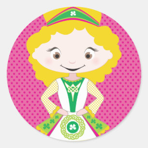 KIDLETS :: irish dancer blonde Classic Round Sticker