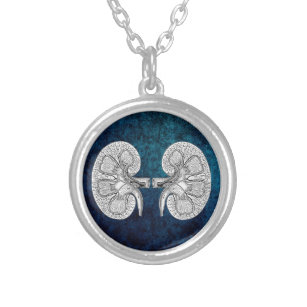KIDNEY 2 DRAWING SILVER PLATED NECKLACE