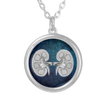 Kidney 2 Drawing Silver Plated Necklace by PhotoArtByDarla at Zazzle