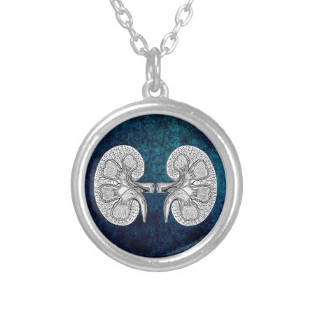 Kidney 2 Drawing Silver Plated Necklace