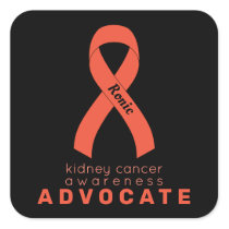 Kidney Cancer Advocate Black Square Sticker