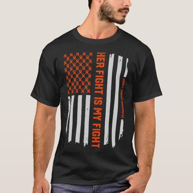 Kidney Cancer Awareness American Flag T-Shirt Tee (Front)