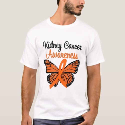 Kidney Cancer Awareness Butterfly Ribbon T_Shirt