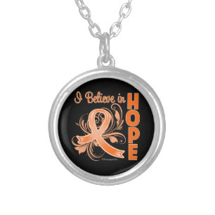 Kidney Cancer Awareness I Believe in Hope Silver Plated Necklace