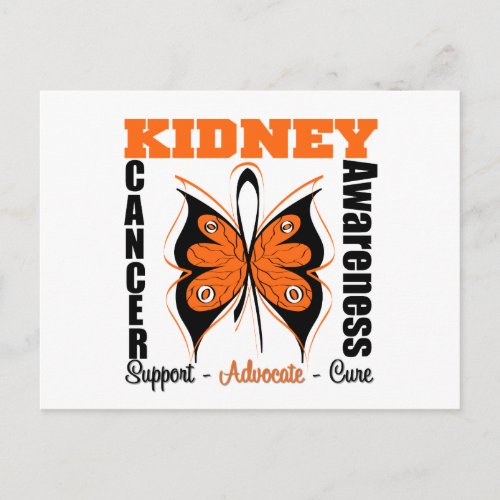 Kidney Cancer Awareness Orange Butterfly Postcard