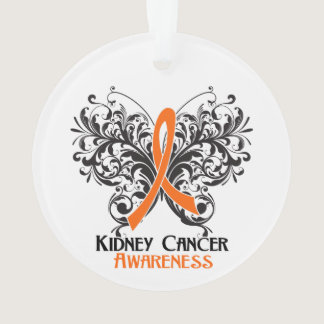 Kidney Cancer Awareness Orange Ribbon Butterfly Ornament