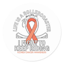 Kidney cancer awareness orange ribbon classic round sticker