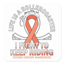 Kidney cancer awareness orange ribbon square sticker