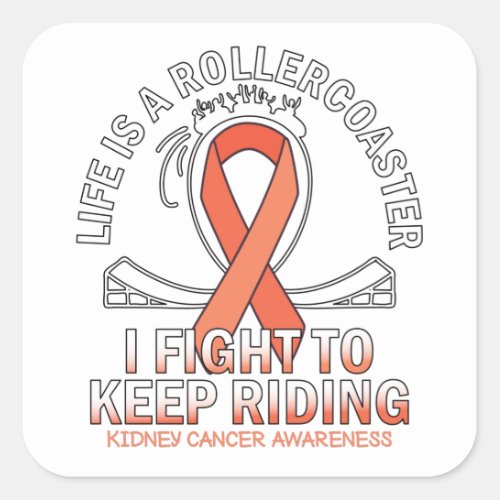Kidney cancer awareness orange ribbon square sticker