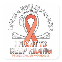 Kidney cancer awareness orange ribbon square sticker