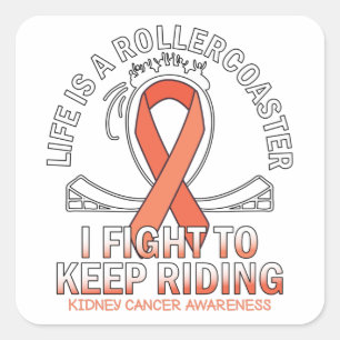 Kidney cancer awareness orange ribbon square sticker