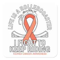 Kidney cancer awareness orange ribbon square sticker