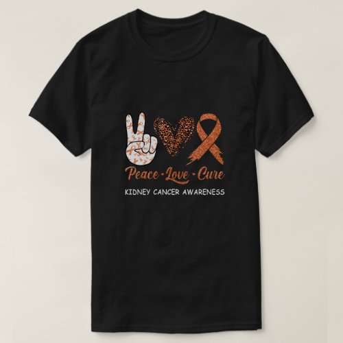 Kidney Cancer Awareness Peace Love Cure Leopard T_Shirt