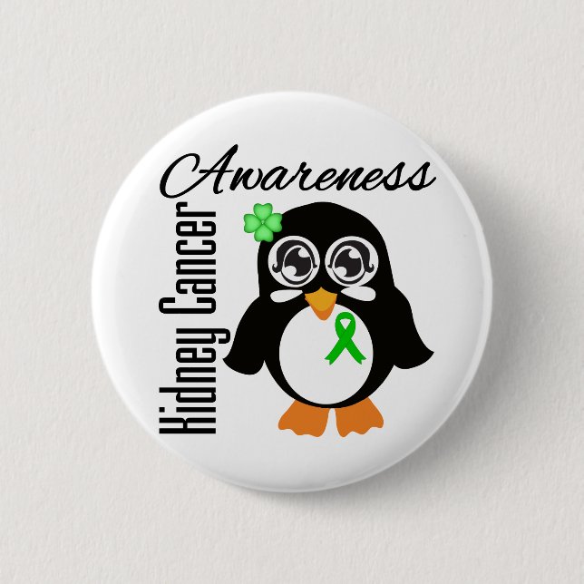 Kidney Cancer Awareness Penguin Pinback Button (Front)