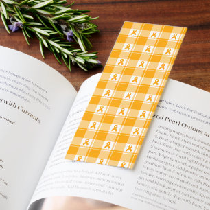 Kidney Cancer Awareness Plaid Orange Ribbon Bookmarks