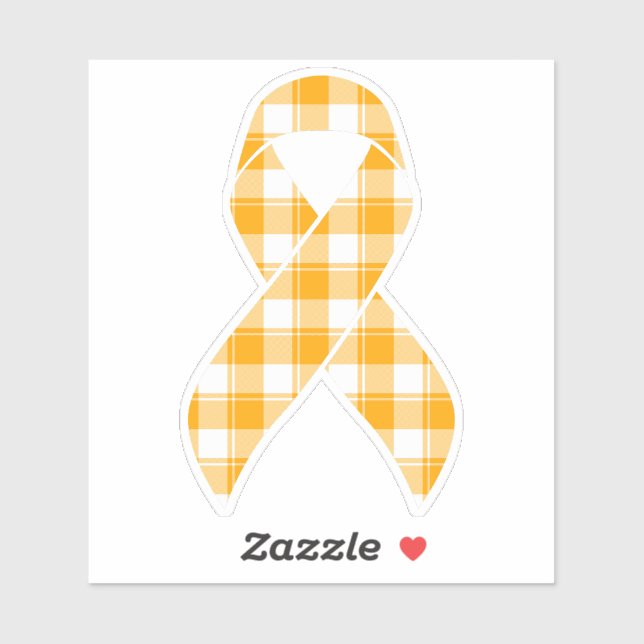 Kidney Cancer Awareness Plaid Orange Ribbon Sticker (Sheet)