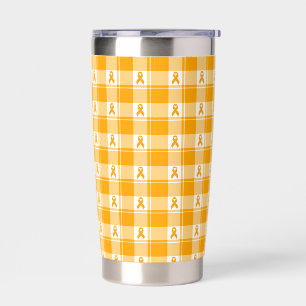 Kidney Cancer Awareness Plaid Tumbler Orange