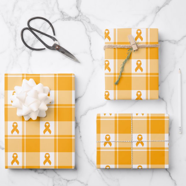 Kidney Cancer Awareness Plaid Wrapping Paper (Front)