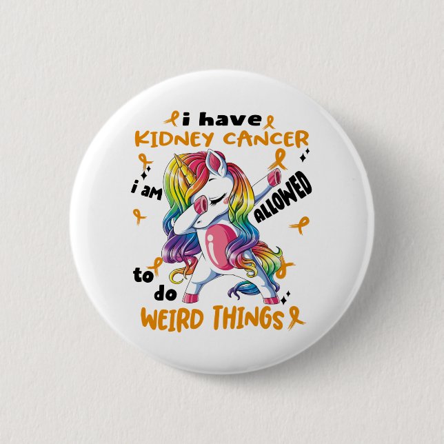 Kidney Cancer Awareness Ribbon Support Gifts Button (Front)