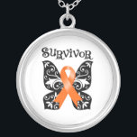 Kidney Cancer Butterfly Orange Ribbon Silver Plated Necklace<br><div class="desc"></div>