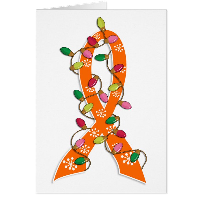 Kidney Cancer Christmas Lights Ribbon Card