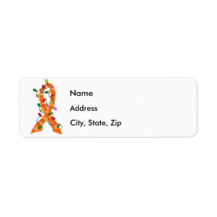 Kidney Cancer Christmas Lights Ribbon Label