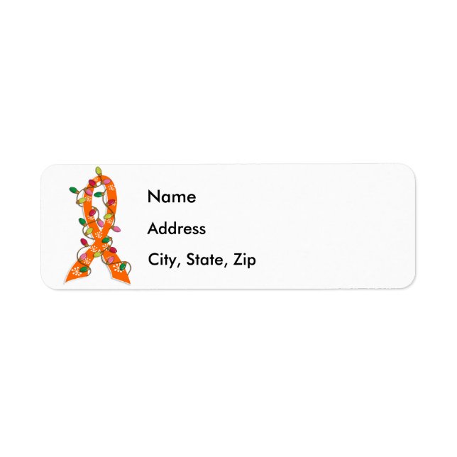Kidney Cancer Christmas Lights Ribbon Label (Front)