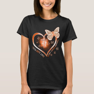 kidney cancer cross heart gift warrior T-Shirt