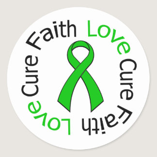 Kidney Cancer Faith Love Cure (Green Ribbon) Classic Round Sticker