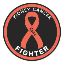 Kidney Cancer Fighter Ribbon Black Round Sticker