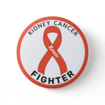 Kidney Cancer Fighter Ribbon White Button