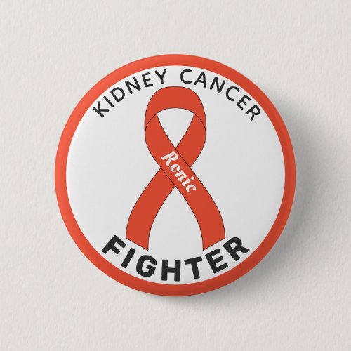 Kidney Cancer Fighter Ribbon White Button