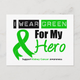 Kidney Cancer Green Ribbon For My HERO Postcard
