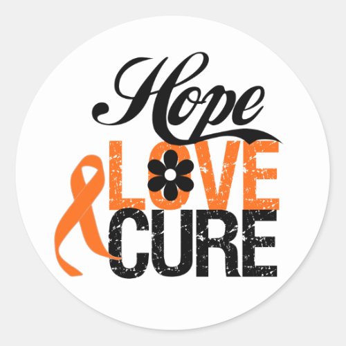 Kidney Cancer HOPE LOVE CURE Gifts Classic Round Sticker